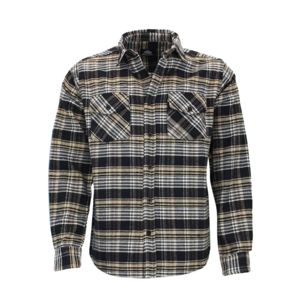 Men's Flannelette Shirt Long Sleeve Check Print Pattern Cotton Flannel - Picture 63 of 65