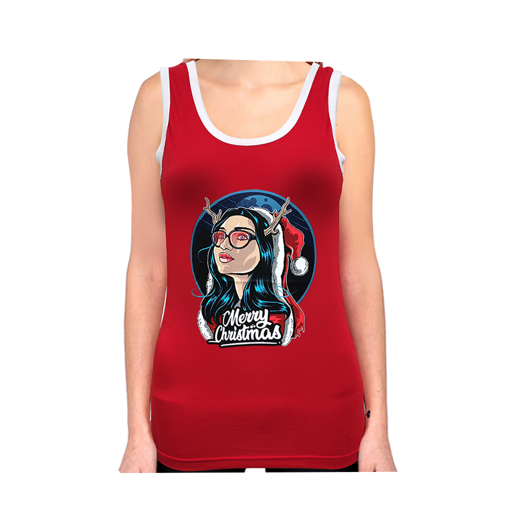 Women's Cotton Christmas Singlet Tank Top Sleeveless T-shirt Xmas Party ...
