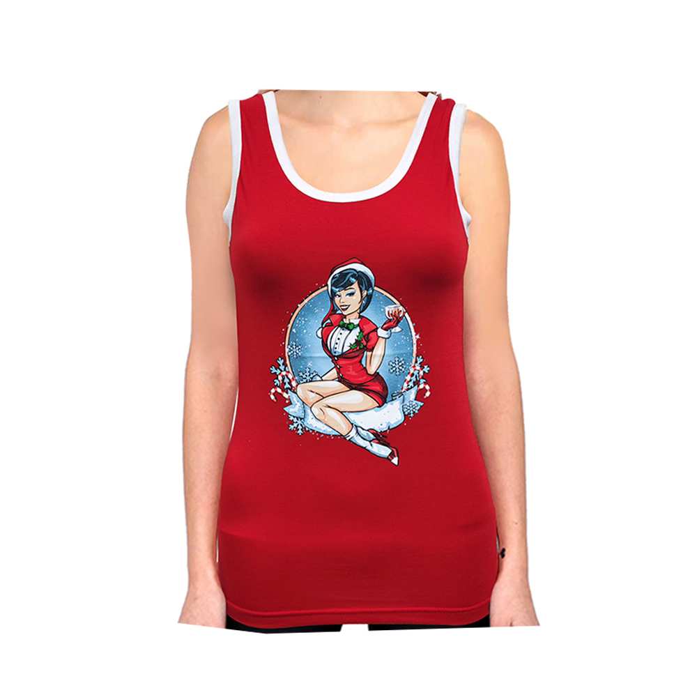Women's Cotton Christmas Singlet Tank Top Sleeveless T-shirt Xmas Party ...
