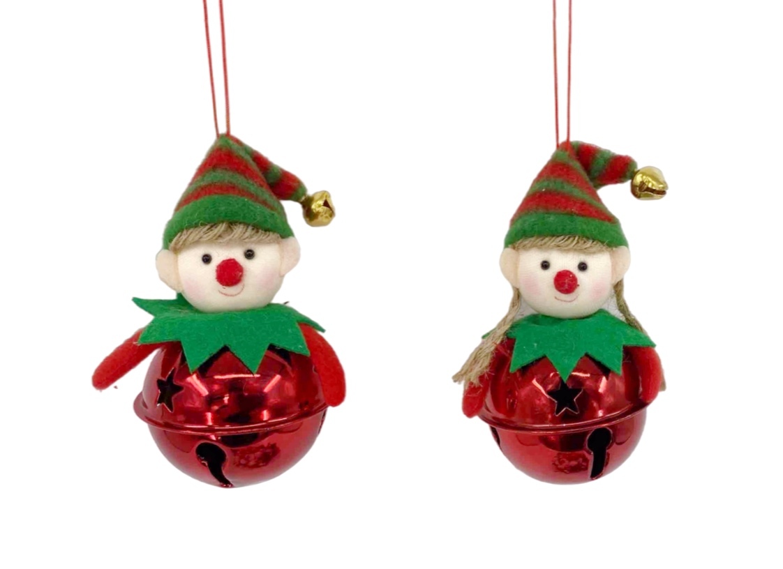 2-4pcs Christmas Tree Ornaments Hanging Decoration XMAS Elves Santa w Bell - Picture 2 of 4