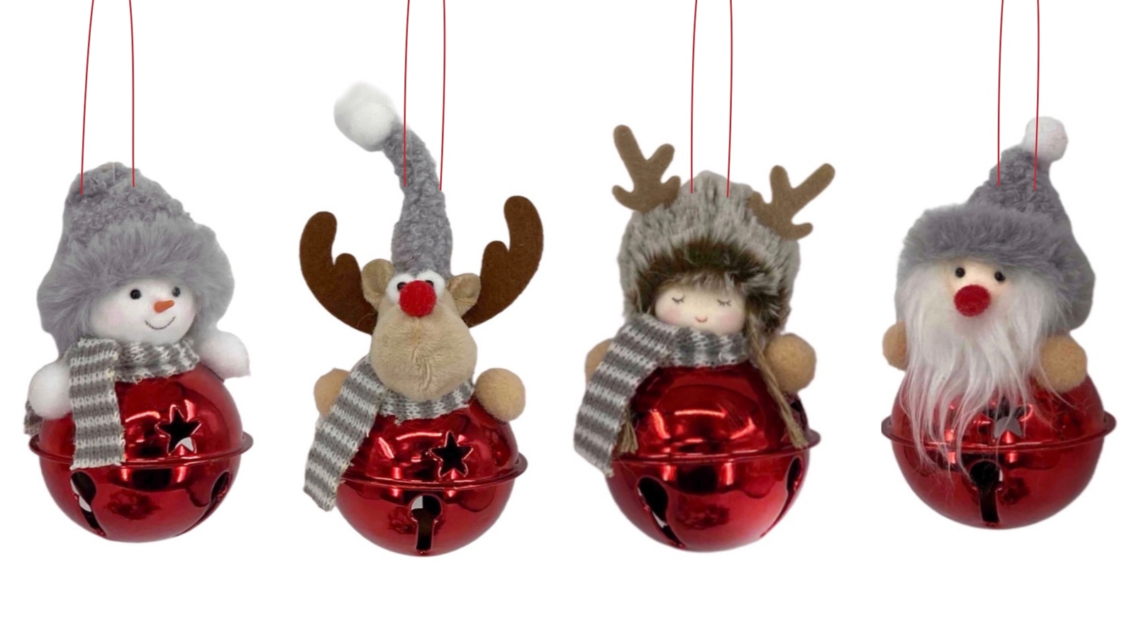 2-4pcs Christmas Tree Ornaments Hanging Decoration XMAS Elves Santa w Bell - Picture 4 of 4
