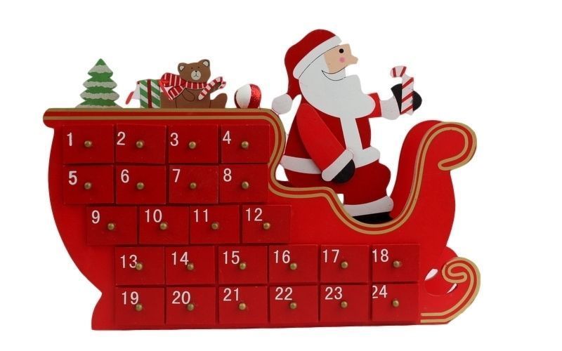 Amosfun 2 Pcs Christmas Wooden Advent Calendar Santa Claus Reindeer Pattern Perpetual Calendar Xmas Tabletop Decor For Xmas Party Favors