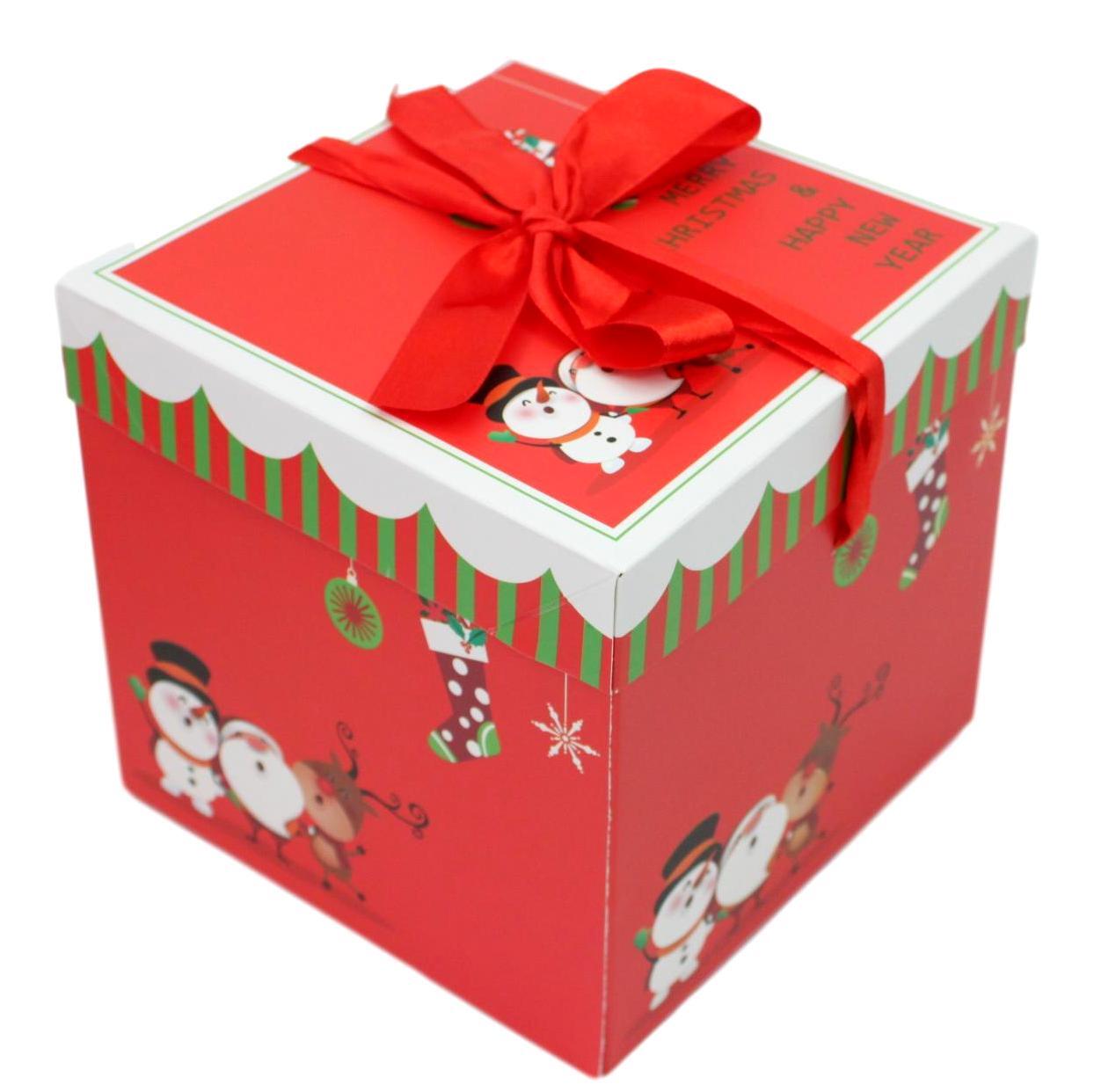 1pc/3pc Christmas Gift Box Large Present Wrapping Box Ribbon Festive