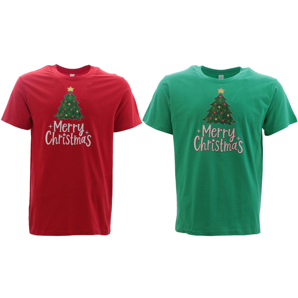 Adult Mens Womens Christmas Xmas T Shirt Tree Cotton Red Green NEW | eBay