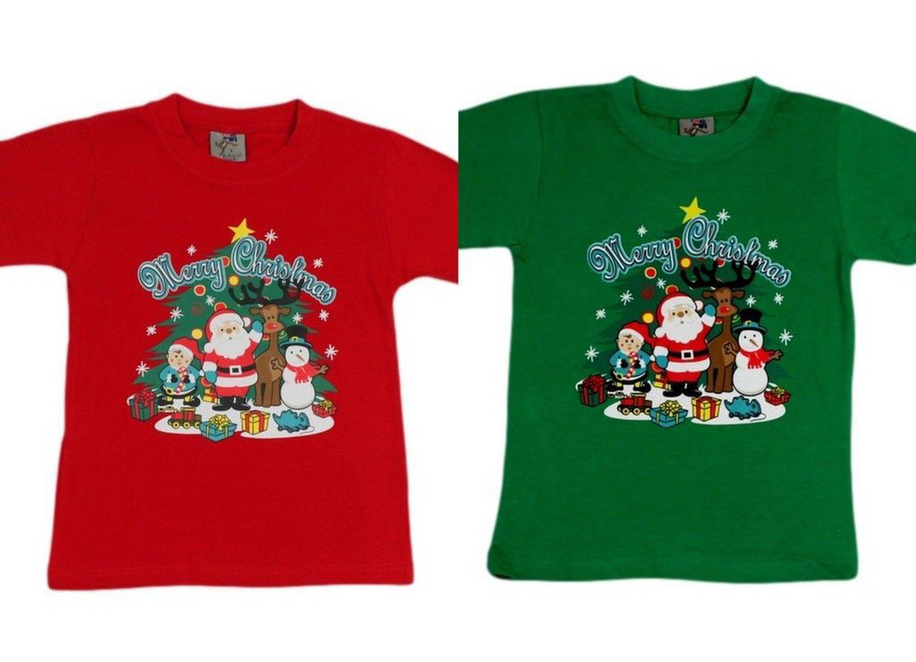 Kids Boys Girls Christmas Xmas T Shirt Tree 100 Cotton Red Green Size 016 NEW eBay