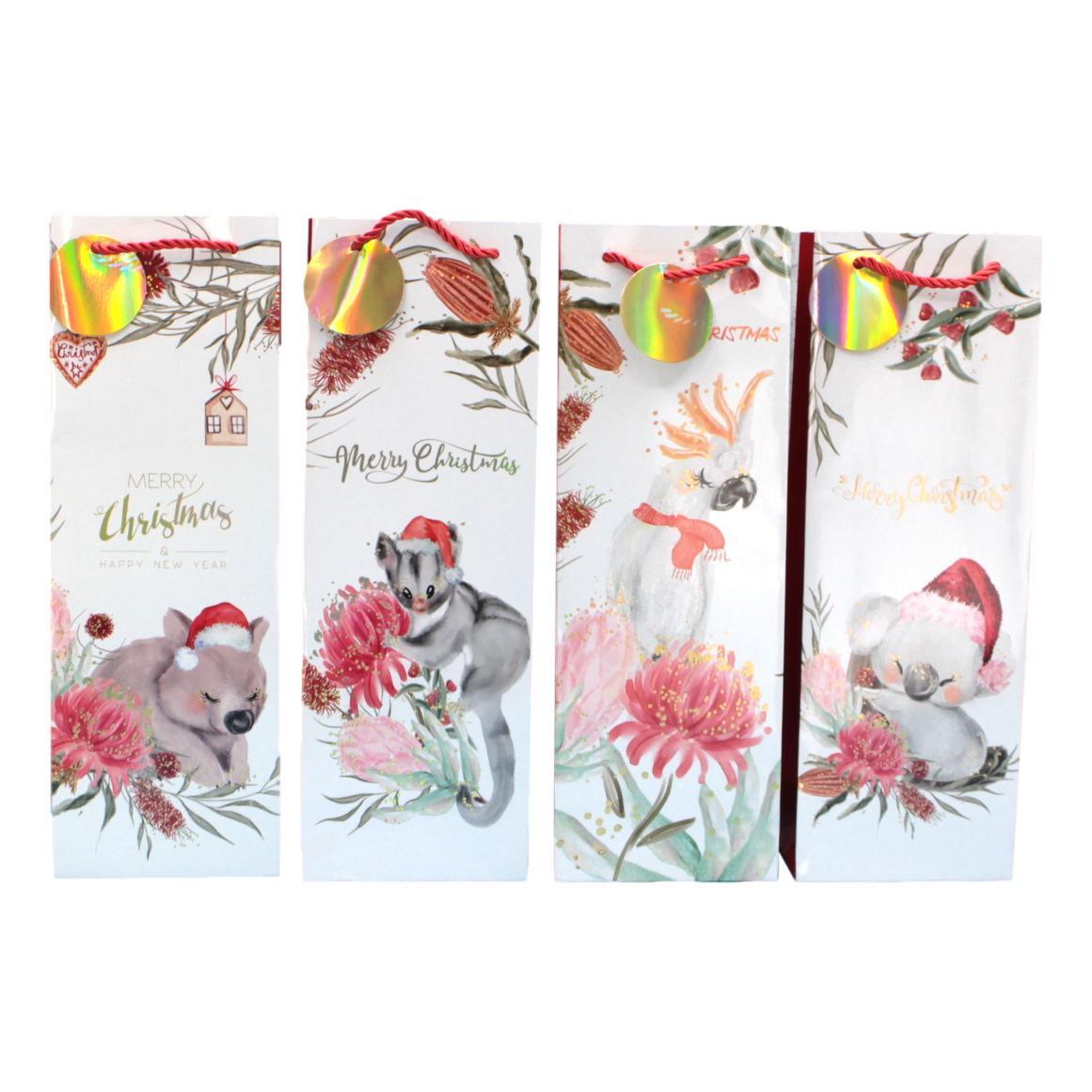 6-Pack Christmas Wine Bottle Gift Bags – Large, Multicoloured, Made In UK