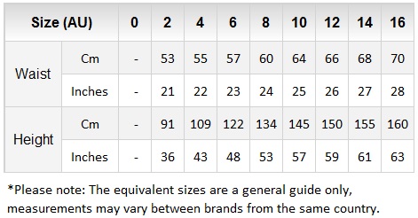 size 8 aus measurements