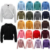 Adult Unisex Men's Zip Up Hoodie w Fleece Hooded Jacket Jumper Basic Blank Plain