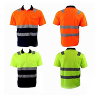 Hi-Vis Safety Workwear Short Sleeve Polo Shirt Top Reflective Tape Two tone