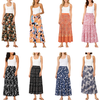 FIL Women's Maxi Skirt Summer Beach Boho Floral Long Skirt Holiday Vacation