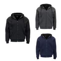 FIL Men's Waffle Weave Winter Sherpa Fur Hoodie Jumper Coat Jacket