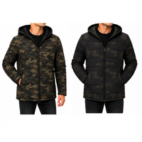 Men's Camo Puffer Jacket Hooded Puffy Coat Camouflage Quilted Winter Jacket