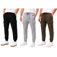 FIL Mens Heavyweight Fleece Cargo Track Pants Warm Joggers Zip Pocket Casual