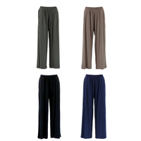 Women's Cotton Pleated Wide Leg Pants Culottes Palazzo Yoga Casual Trousers