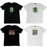 Kids Childrens Boys Girls Minecraft T Shirt 100% Cotton 8-16 White Black Colours