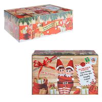 Christmas Eve Gift Box Fun Elf Design Xmas Flat Pack 2 Sizes