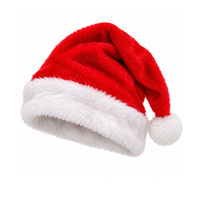 Plush Santa Hats Red White Christmas Xmas Costume Party Hats