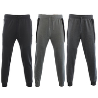 FIL Mens Unisex Jogger Track Pants Casual Black Zipped Pockets Cuffed Trousers