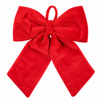 Large Red Velvet Christmas Bow Xmas Door Tree Wreath Hanging Decoration 43cm