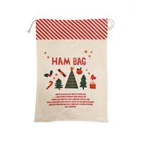 Christmas Ham Bag 41x61cm Heavy Calico Cotton Reusable Xmas Festive Kitchen Gift