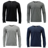 FIL Men's Long Sleeve Pullover Shirt Top Basic Tee Cotton Blend Slim Fit