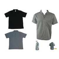 New Men's Short Sleeve Polo T Shirt Tee Basic Plain Black Grey Cotton Casual Top