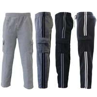 NEW Men's Cargo Fleece Casual Jogging Sports Track Suit Pants w Stripes 