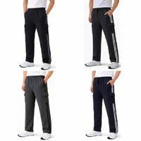 NEW Men's Cargo Fleece Casual Jogging Sports Track Suit Pants w Stripes 