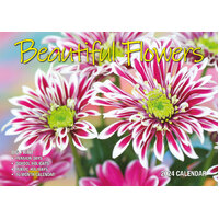 Beautiful Flowers  - 2024 Rectangle Wall Calendar 13 Months by Bartel
