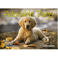 Adorable Dogs  - 2024 Rectangle Wall Calendar 13 Months by Bartel