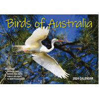 Birds of Australia  - 2024 Rectangle Wall Calendar 13 Months by Bartel