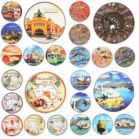 6x Australian Souvenir Cork Back Coaster Drink Cup Pad Round Australia Gift