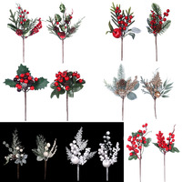 4x Christmas Berry Pick Red White Gold Holly Decoration Artificial Flower Pick
