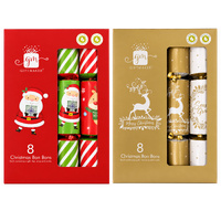 Giftmaker 8 Pack Christmas Bon Bons Crackers 30cm Gifts Hats Jokes Xmas