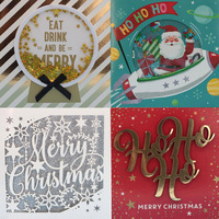 5x Luxury Christmas Cards w Glitter Sequins 3D Embellishments Deluxe Xmas