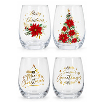 Christmas Wine Tumblers Set of 2 Stemless Glasses Xmas Kris Kringle Gift