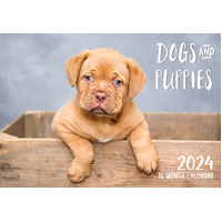 Dogs & Puppies - 2024 Rectangle Wall Calendar 16 Months by Biscay