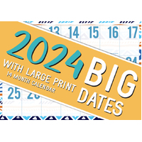 Large Print - 2024 Rectangle Wall Calendar 16 Months by Biscay