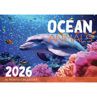 Ocean Animals - 2026 Rectangle Wall Calendar 16 Months by Design Group