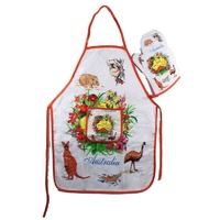NEW Australian Souvenir Apron Oven Glove Mitt Set Australia - Native Animals 