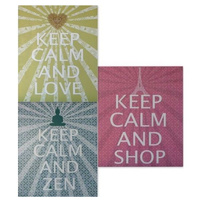 Wooden Wall Art Plaque Home Décor Quote Keep Calm and Zen Shop Love 40cm x 48cm