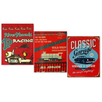 Vintage Retro Canvas Print on Frame -  Classic Garage Racing Rail Road Train