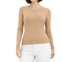 FIL Women's Ladies Knitted Crew Neck Jumper Sweater Knitwear Pullover Cotton Blend [Size: 12] [Colour: Camel]