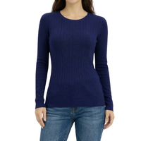 FIL Women's Ladies Knitted Crew Neck Jumper Sweater Knitwear Pullover Cotton Blend [Size: 10] [Colour: Navy]