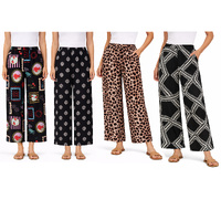 Bella Vie Women's Linen Blend Wide Leg Ankle Length Pants Elastic Waist Pockets