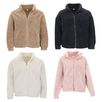 Unisex Men's Sherpa Fleece Jacket Zip Up Fully Lined Warm 380gsm Stand Collar
