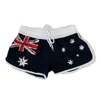 Womens Ladies Shorts Australian Australia Day Souvenir Beach Gym Shorts – Flag