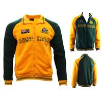 Adult Full Zip Up Baseball Jacket Jumper Australian Australia Day - Green & Gold