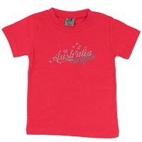 Kids Girls T Shirt Tee Australian Australia Souvenir with Rhinstone Crystal