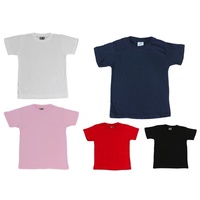 NEW Kids Childrens Boys Girls Plain T Shirt 100% Cotton 2-14 White Black Colours